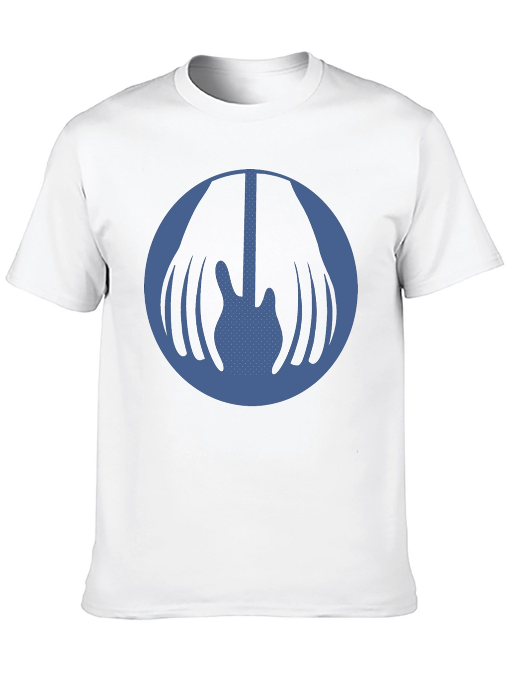 Blue Guitar Circle Graphic Black T-Shirt