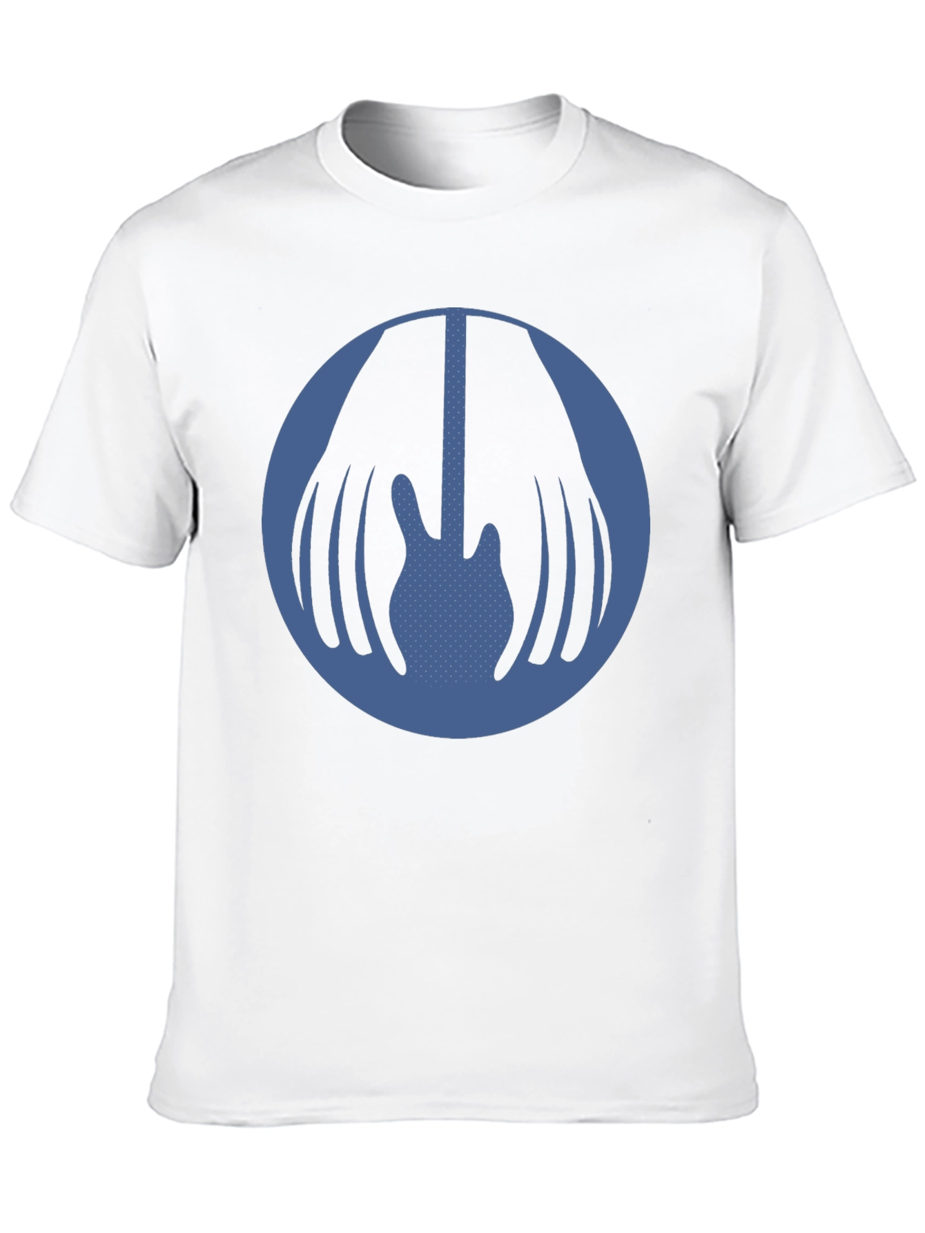Blue Guitar Circle Graphic Black T-Shirt