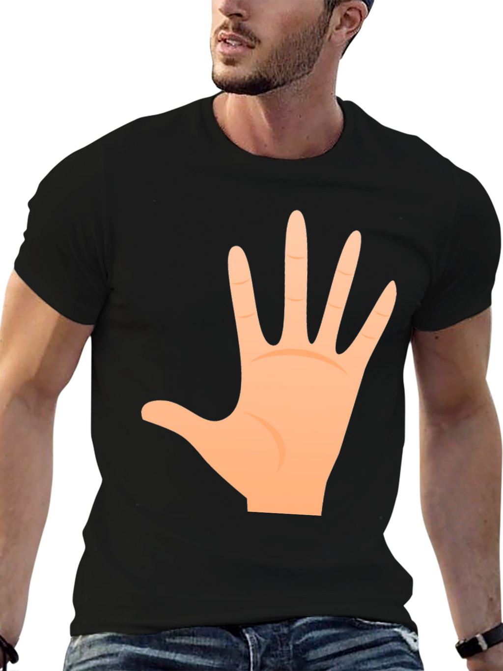 Open Hand Graphic Tee - Casual Black T-Shirt
