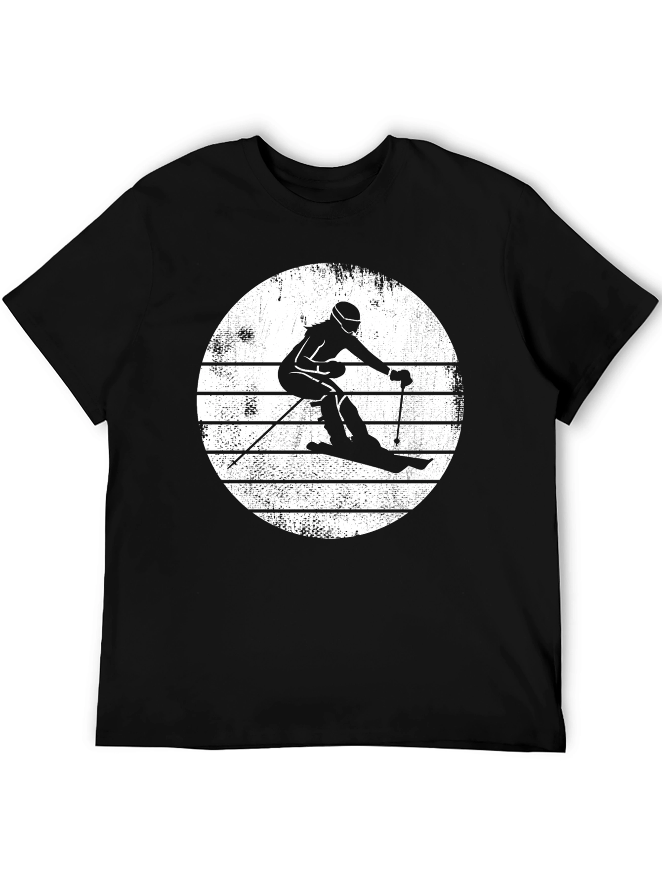 Skiing Silhouette T-Shirt - Black Graphic Tee