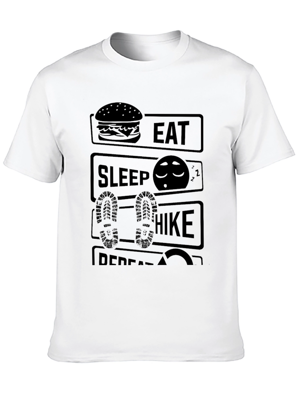 Eat Sleep Hike Repeat Black Graphic Tee