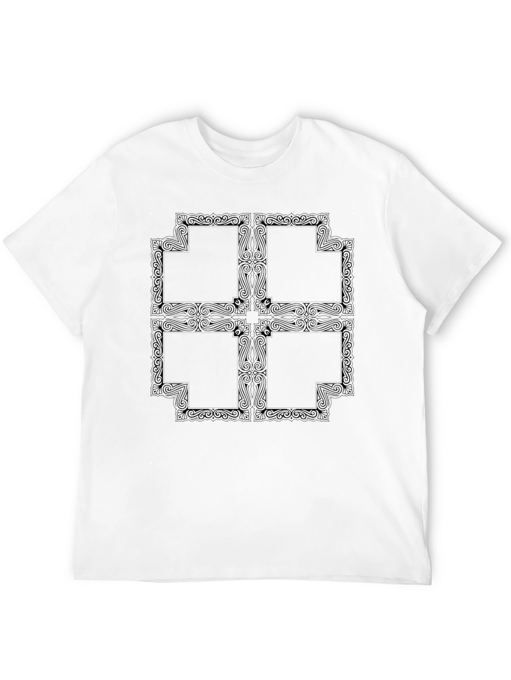Abstract Geometric Pattern Black T-Shirt