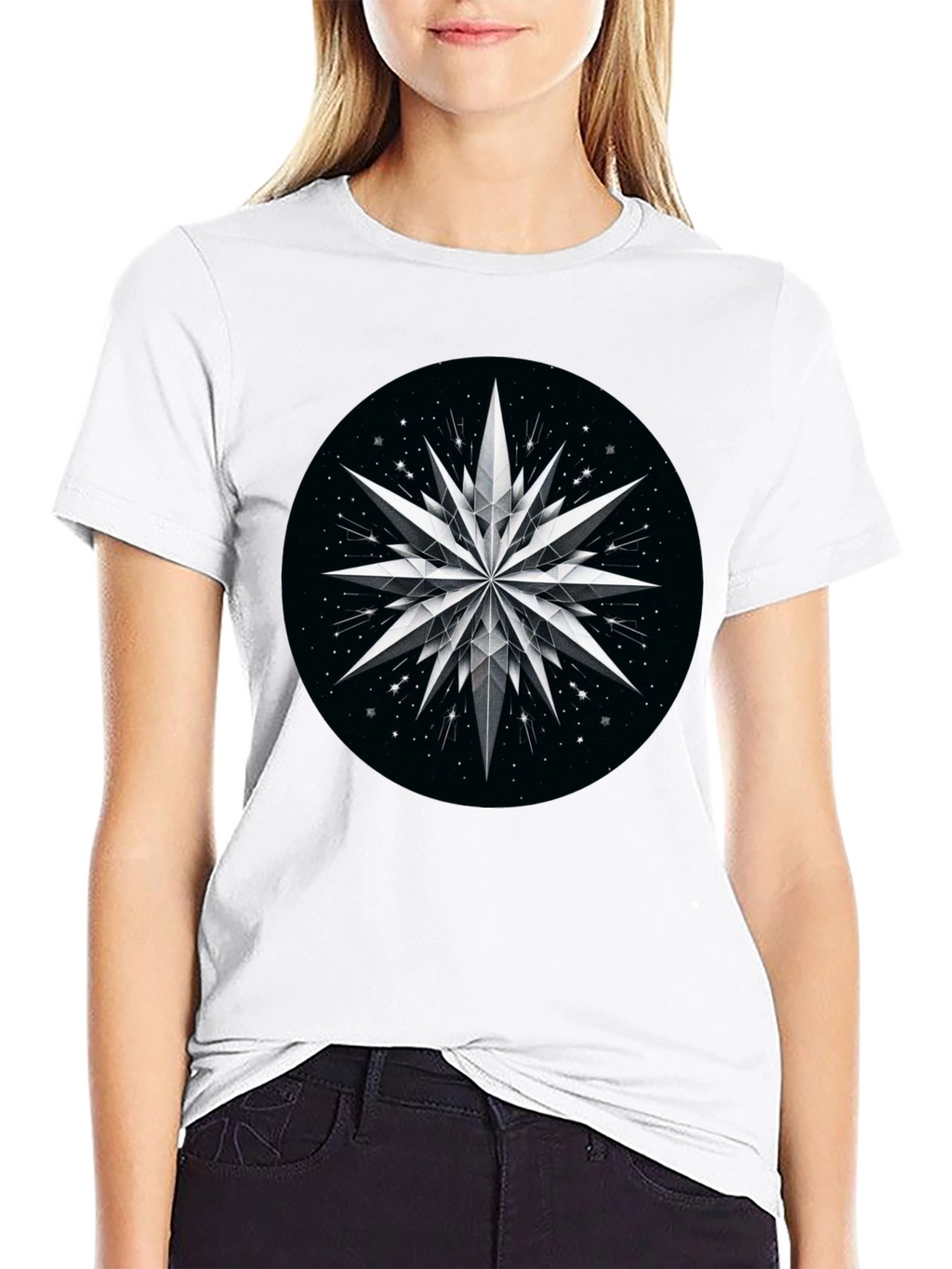 Abstract Star Graphic Black T-Shirt