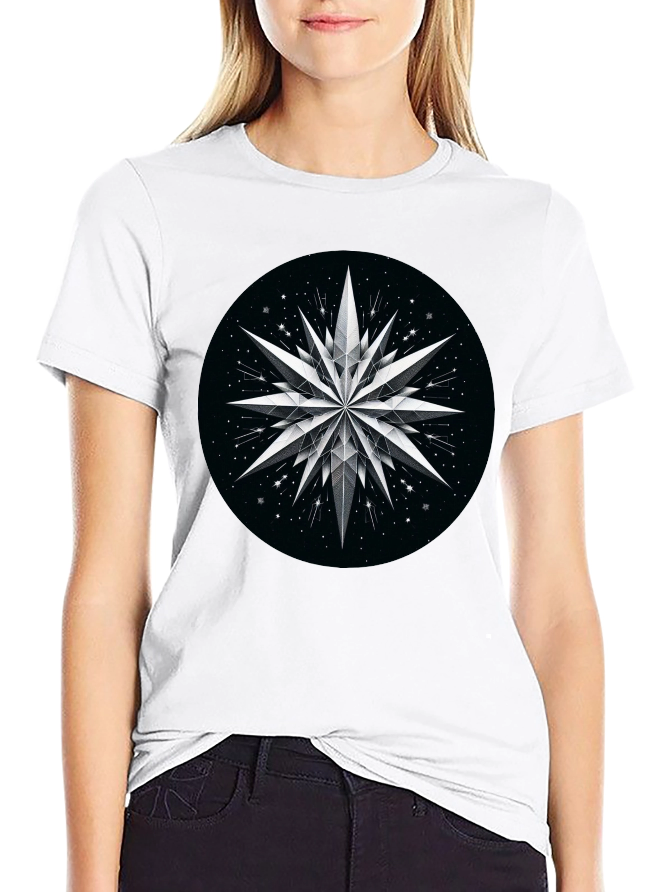 Abstract Star Graphic Black T-Shirt