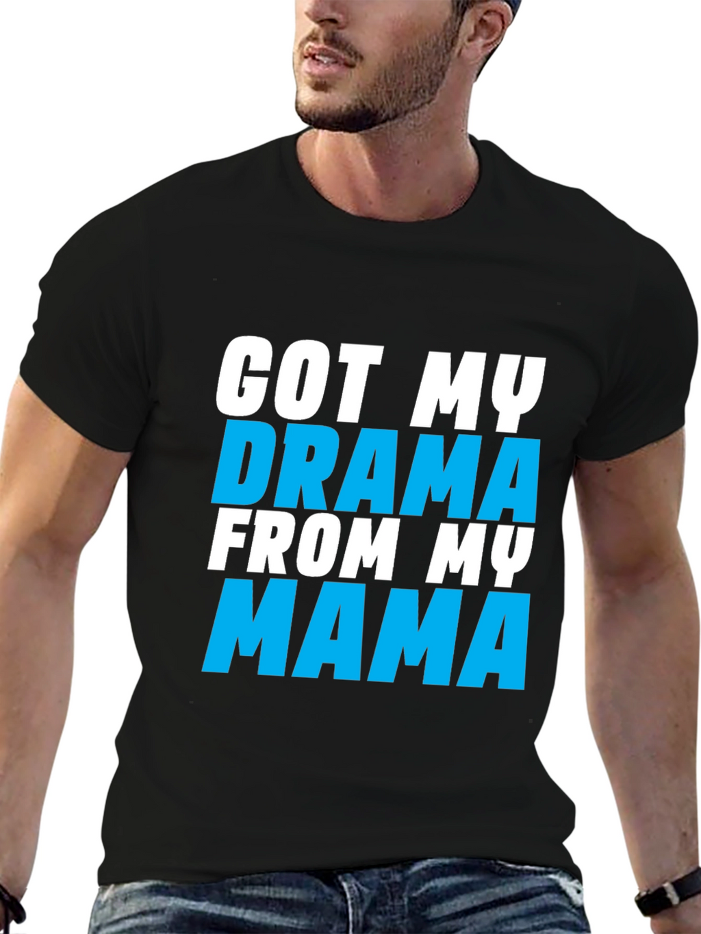 Drama Mama Graphic Tee - Black Cotton Blend T-Shirt