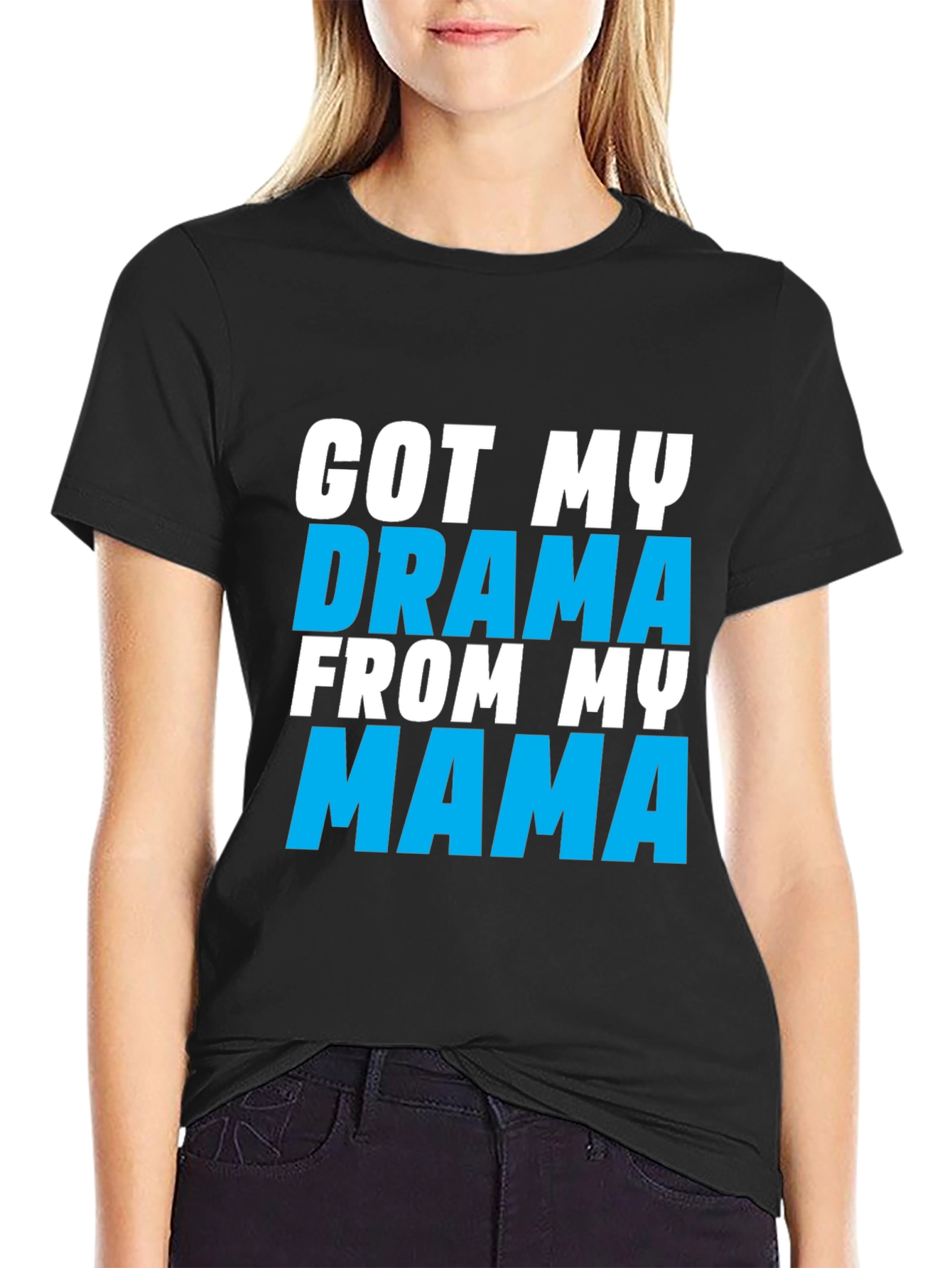 Drama Mama Graphic Tee - Black Cotton Blend T-Shirt