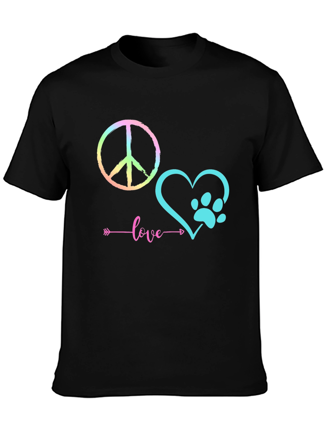 Peace Love Paw Print Graphic T-Shirt