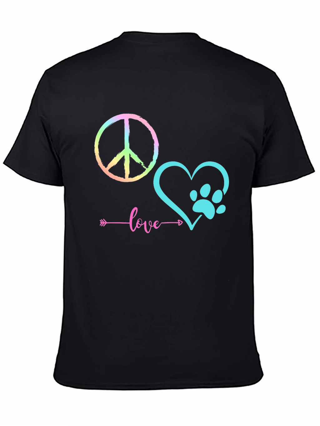Peace Love Paw Print Graphic T-Shirt
