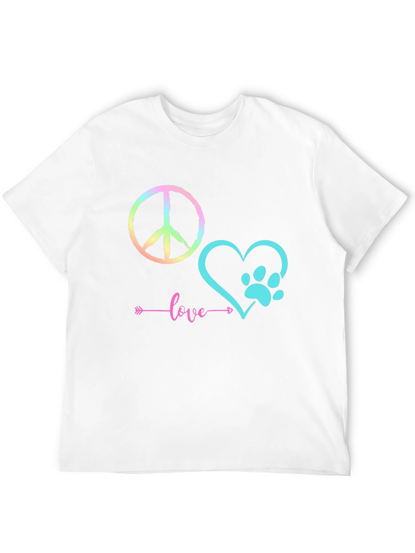 Peace Love Paw Print Graphic T-Shirt