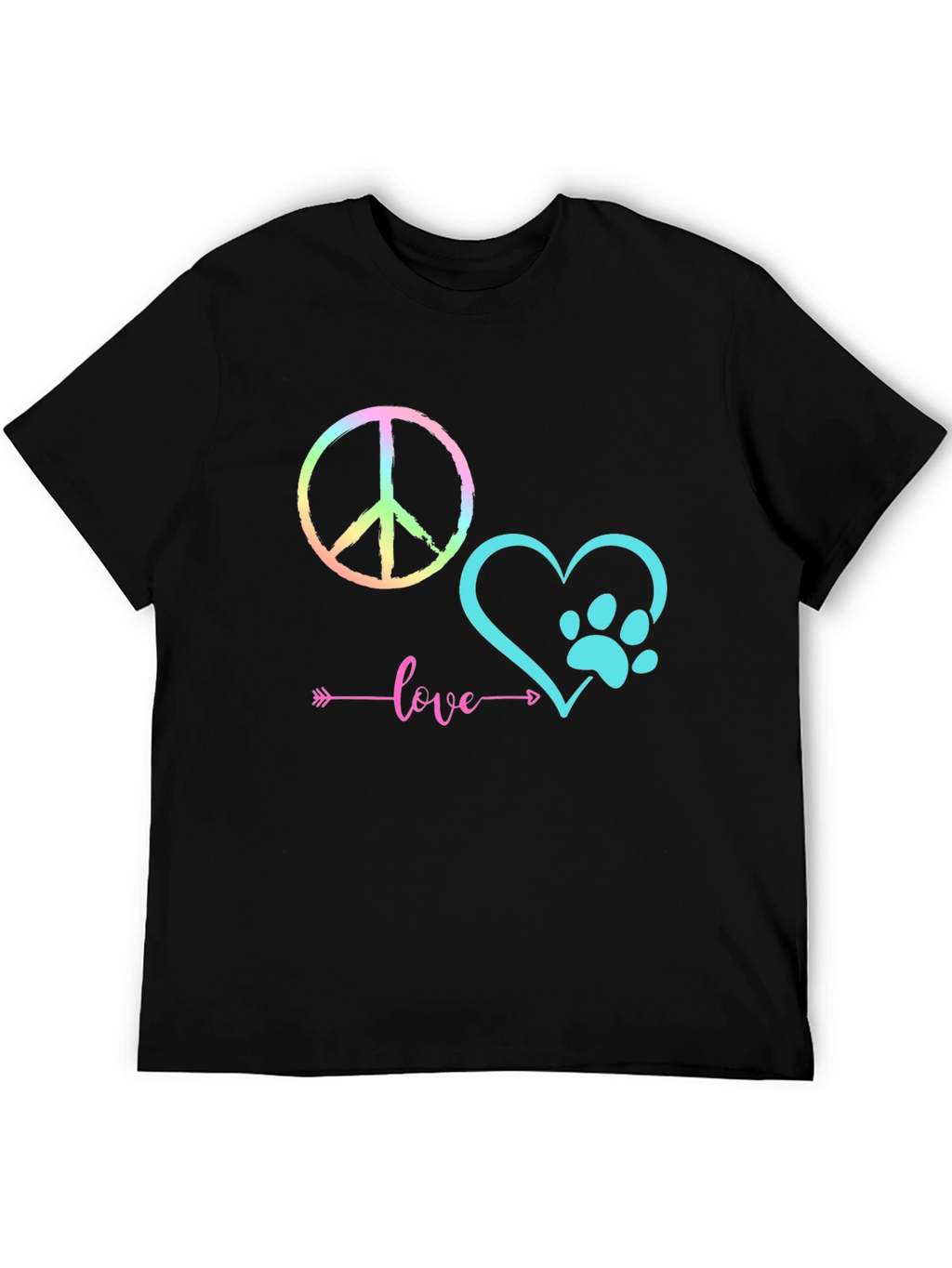 Peace Love Paw Print Graphic T-Shirt