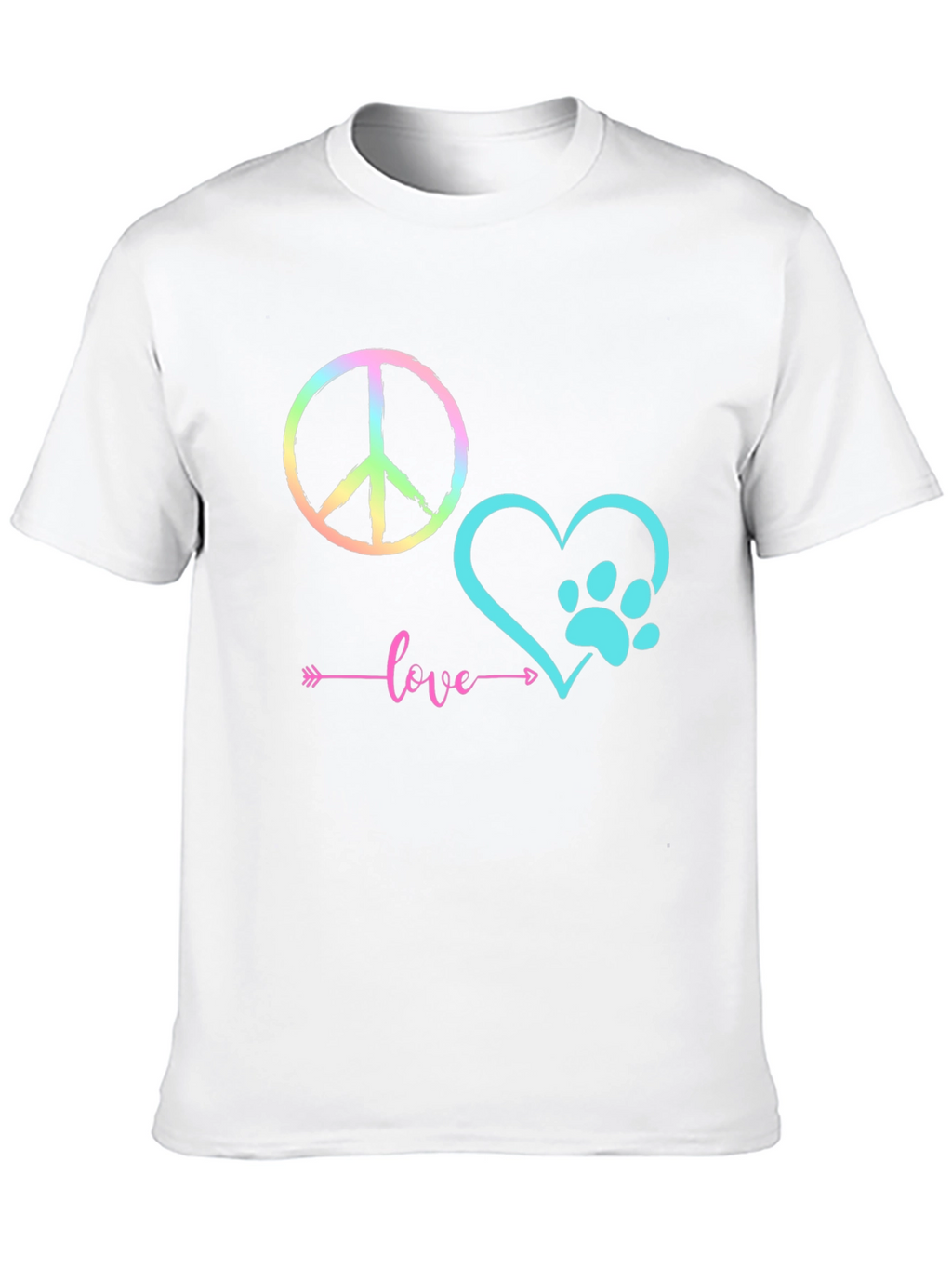 Peace Love Paw Print Graphic T-Shirt