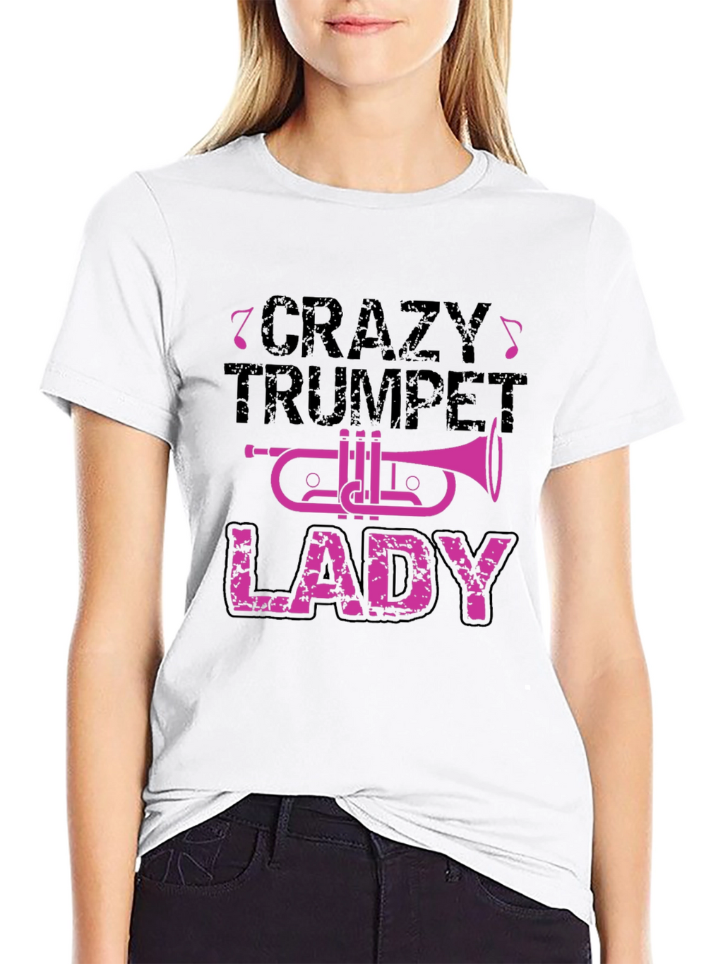 Crazy Trumpet Lady Graphic T-Shirt