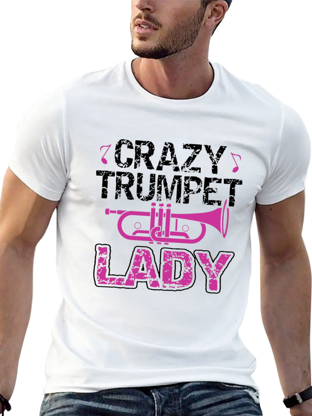 Crazy Trumpet Lady Graphic T-Shirt