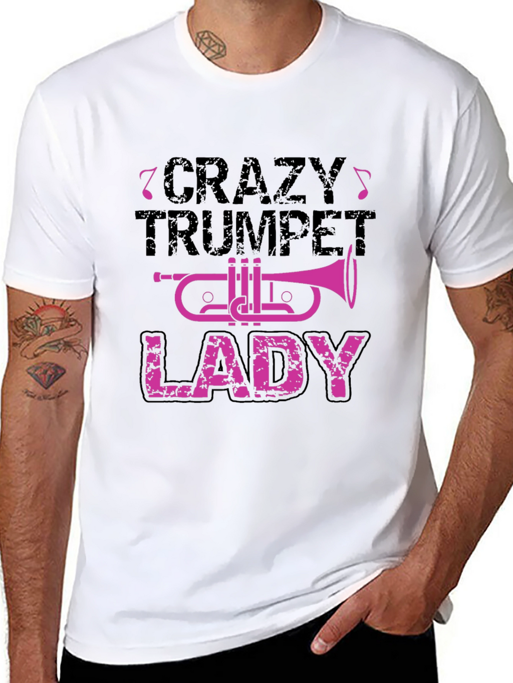 Crazy Trumpet Lady Graphic T-Shirt