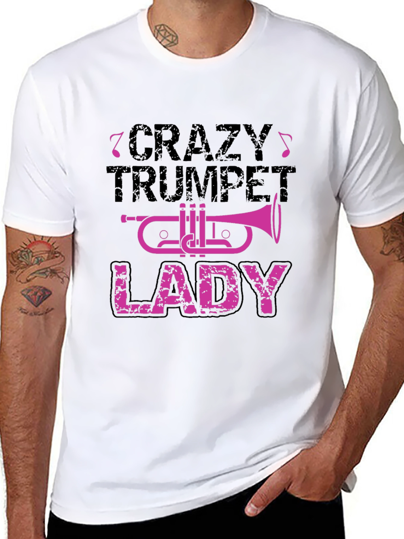 Crazy Trumpet Lady Graphic T-Shirt