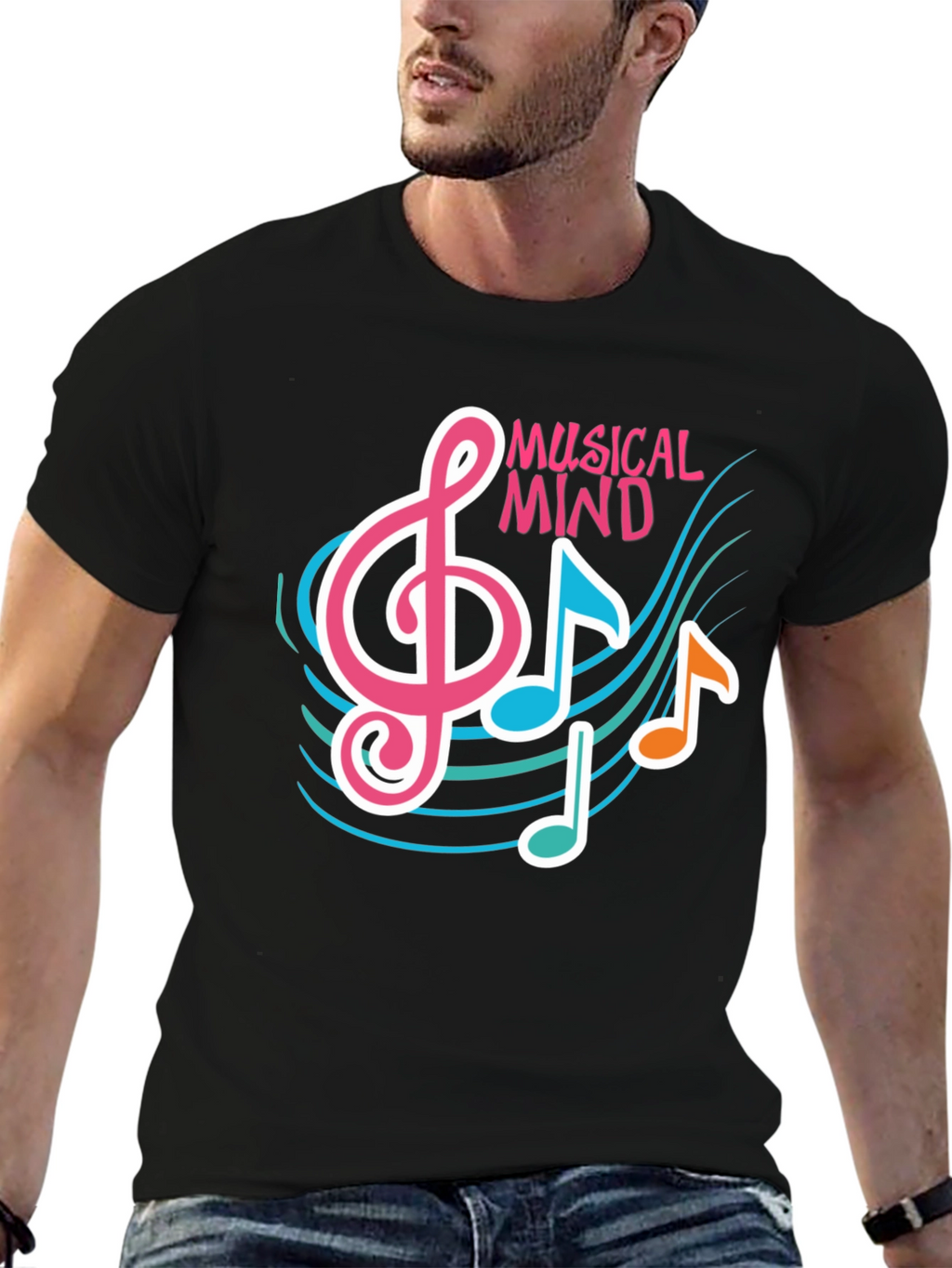 Musical Mind Graphic Tee - Black Cotton T-Shirt