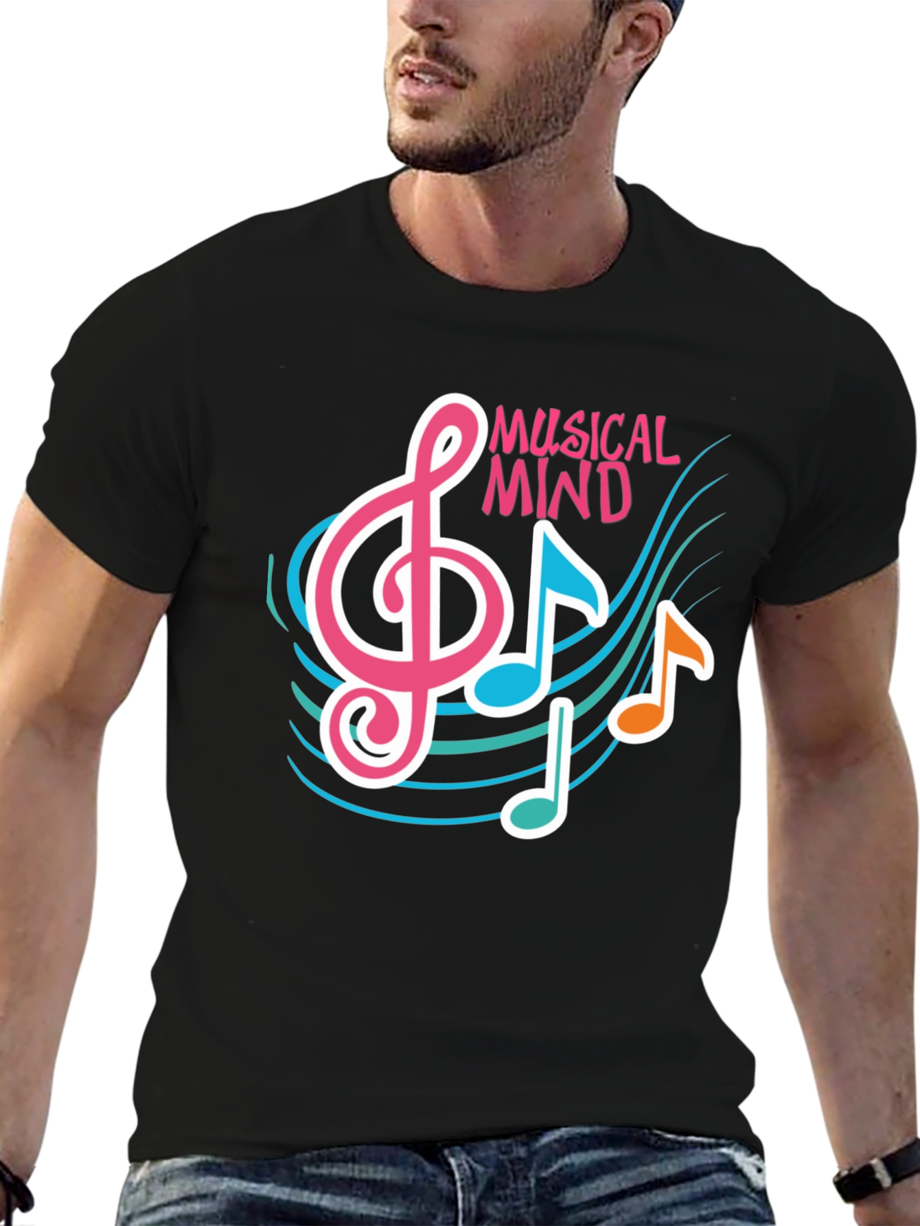 Musical Mind Graphic Tee - Black Cotton T-Shirt
