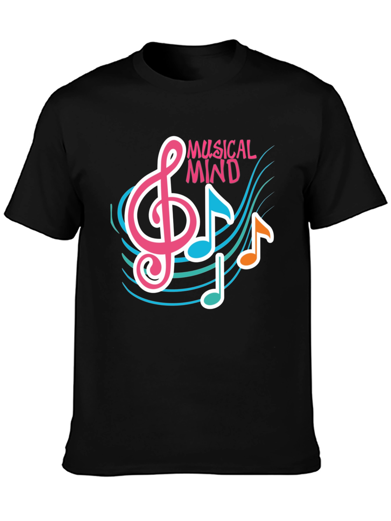 Musical Mind Graphic Tee - Black Cotton T-Shirt