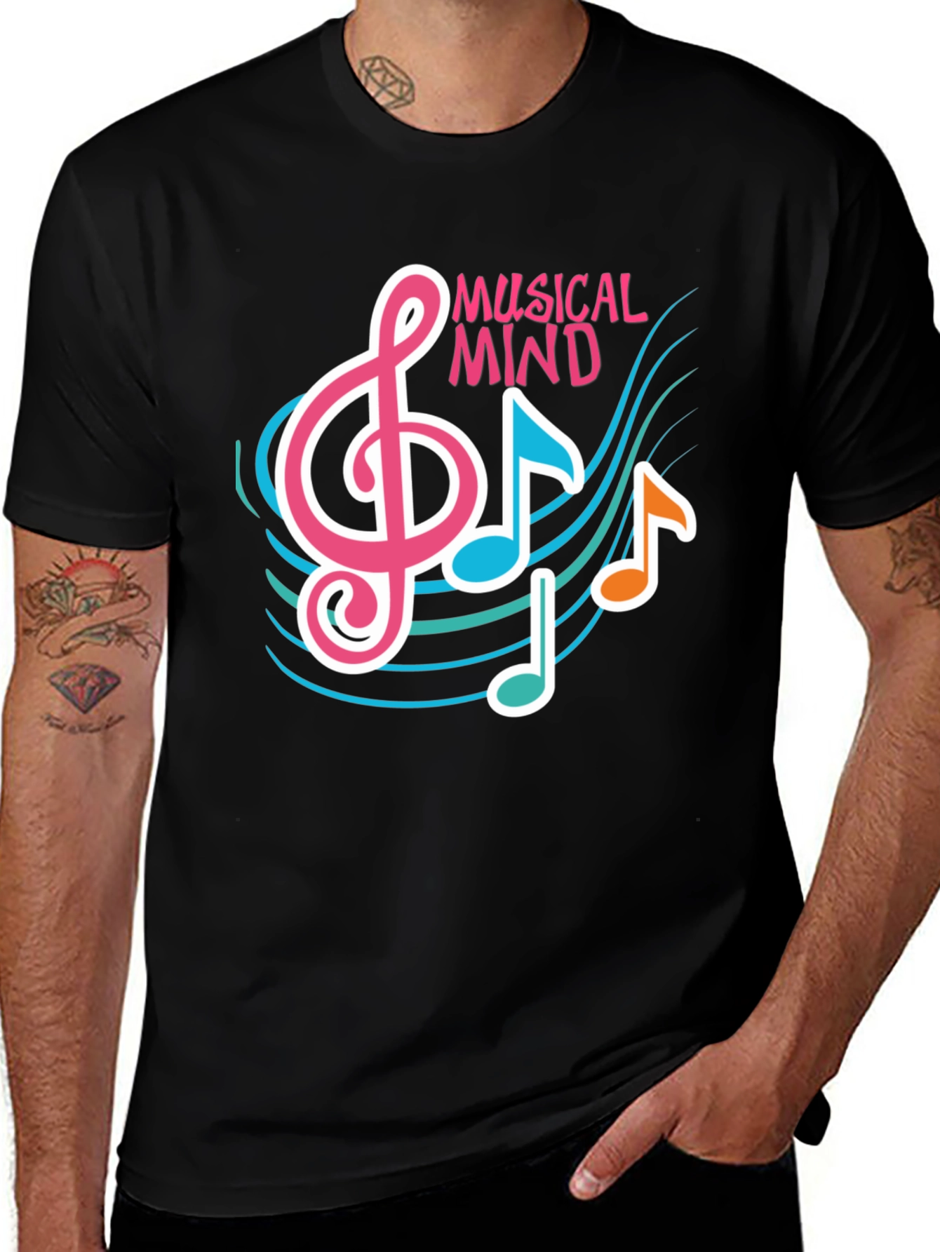 Musical Mind Graphic Tee - Black Cotton T-Shirt