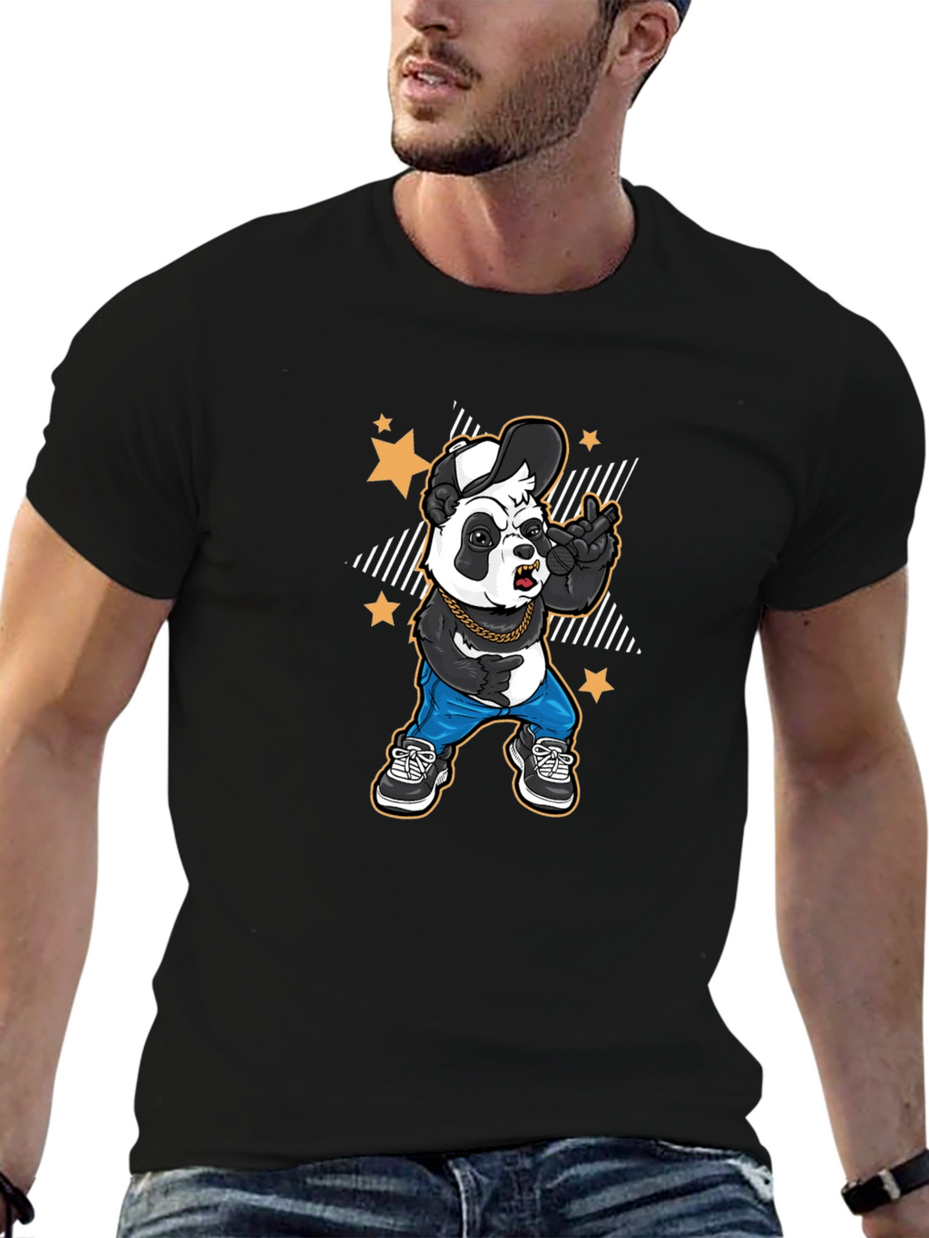 Cool Panda Graphic Tee - Black