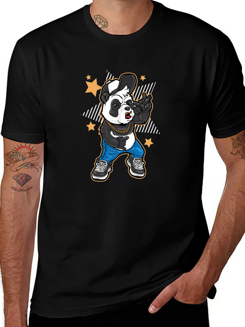 Cool Panda Graphic Tee - Black