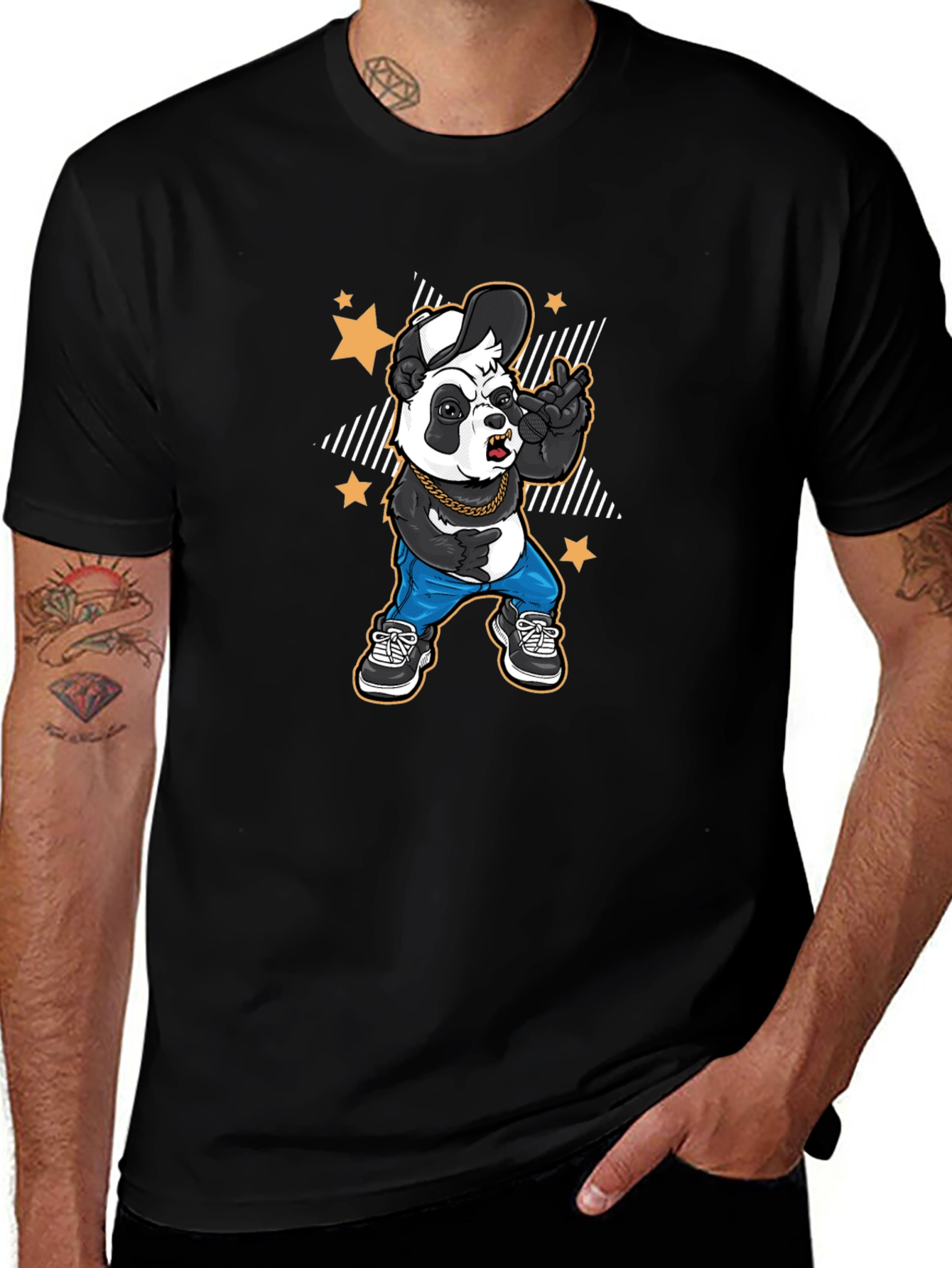 Cool Panda Graphic Tee - Black