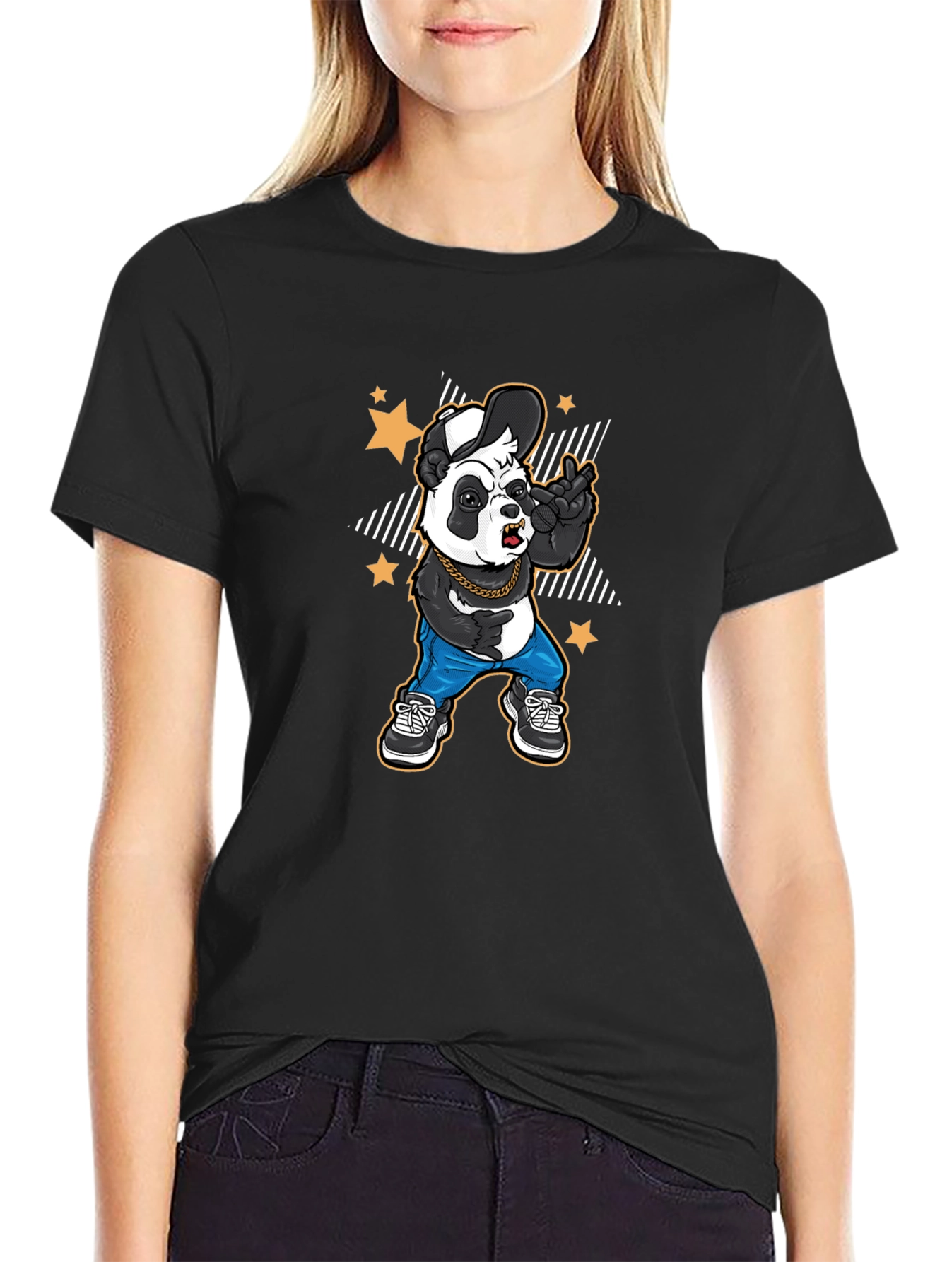Cool Panda Graphic Tee - Black