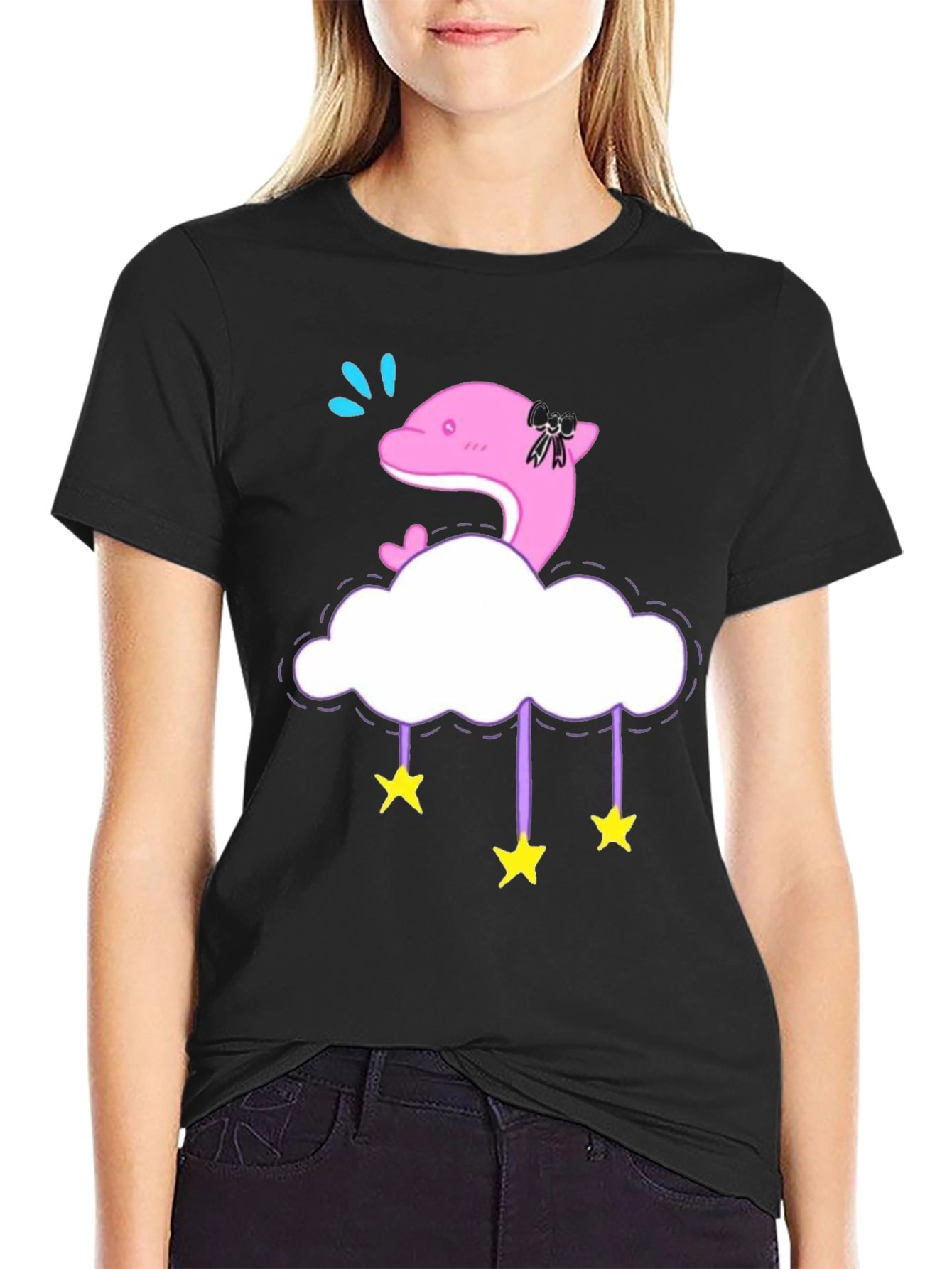 Cute Dolphin Cloud Star T-Shirt