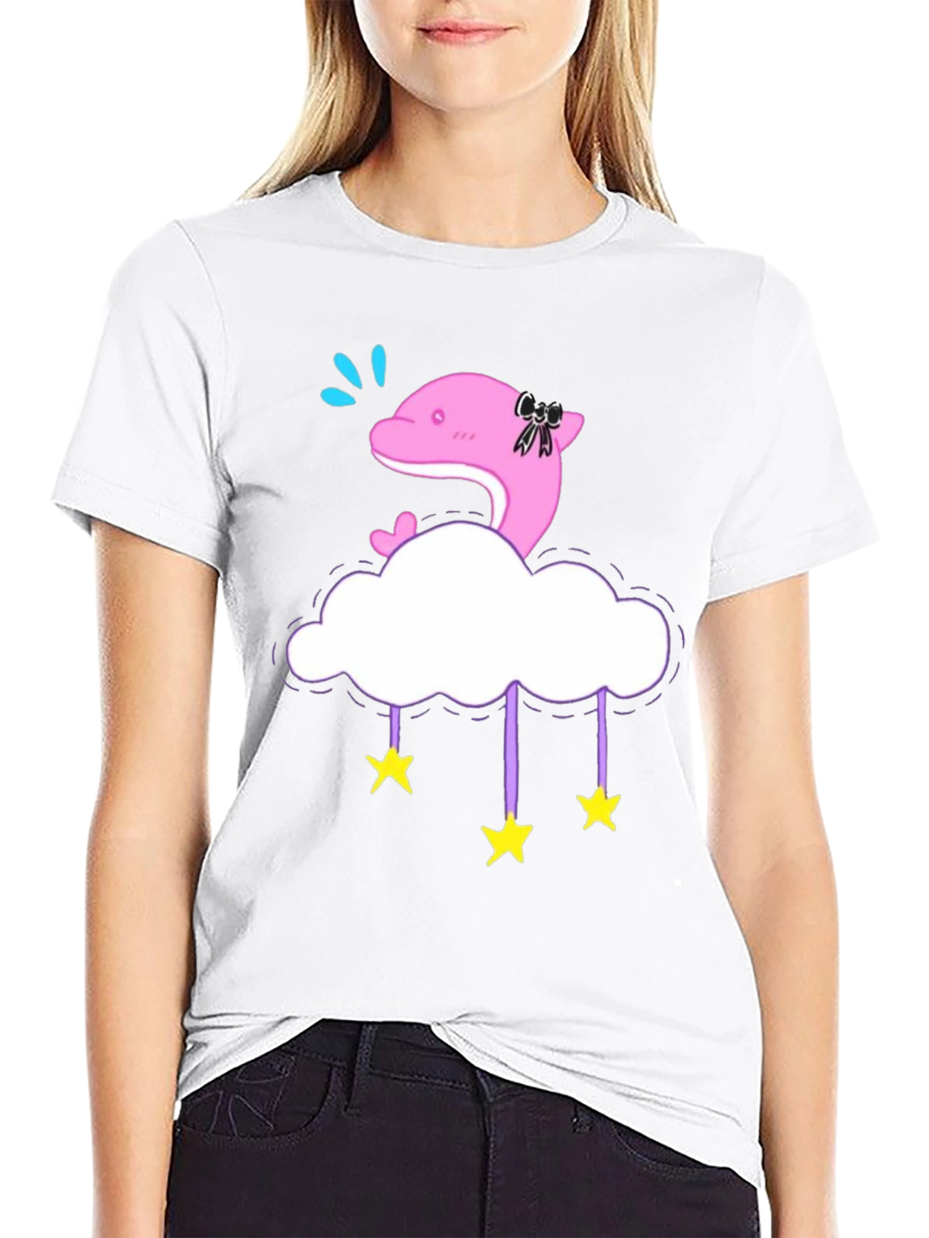 Cute Dolphin Cloud Star T-Shirt