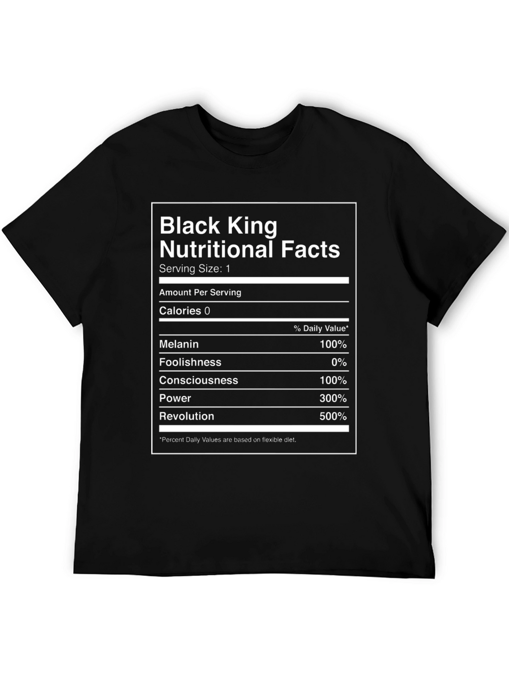 Black King Nutritional Facts Graphic T-Shirt