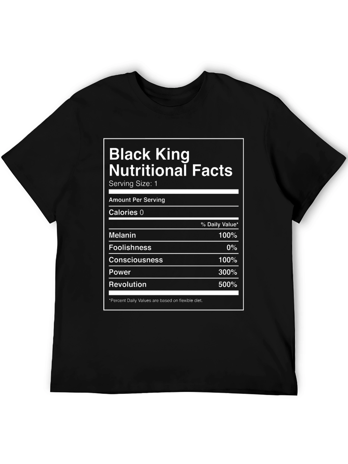 Black King Nutritional Facts Graphic T-Shirt