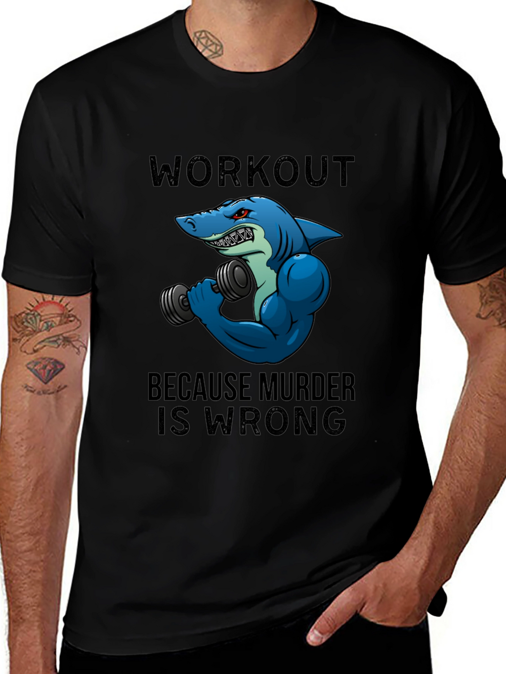 Workout Shark Graphic Tee - Black T-Shirt
