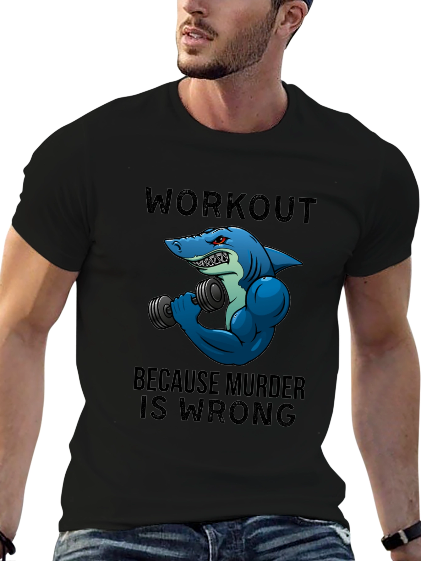 Workout Shark Graphic Tee - Black T-Shirt