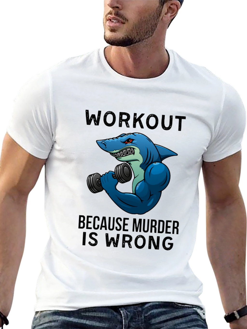 Workout Shark Graphic Tee - Black T-Shirt