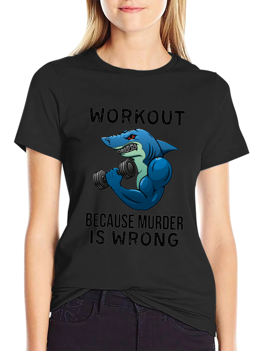 Workout Shark Graphic Tee - Black T-Shirt