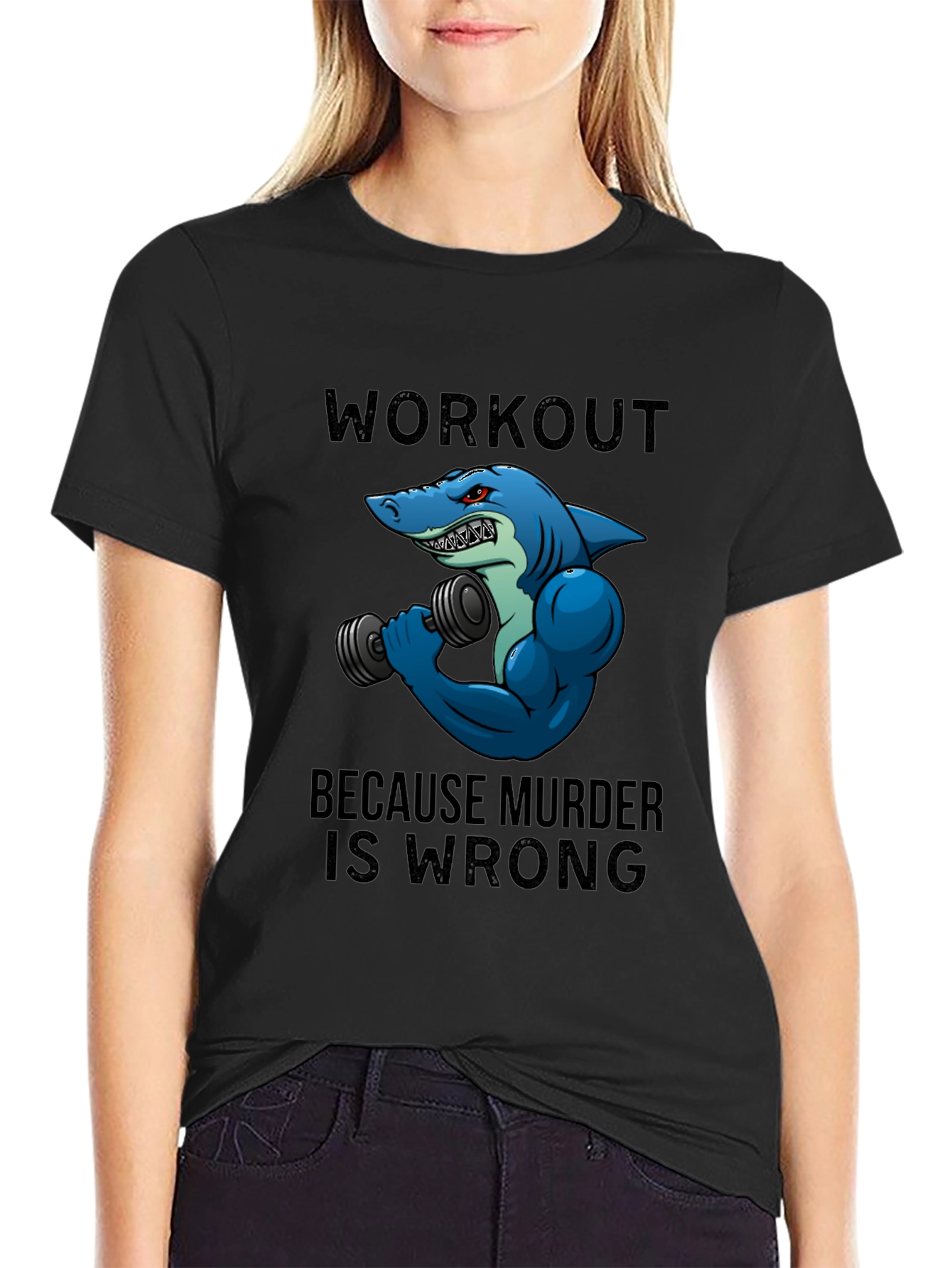 Workout Shark Graphic Tee - Black T-Shirt