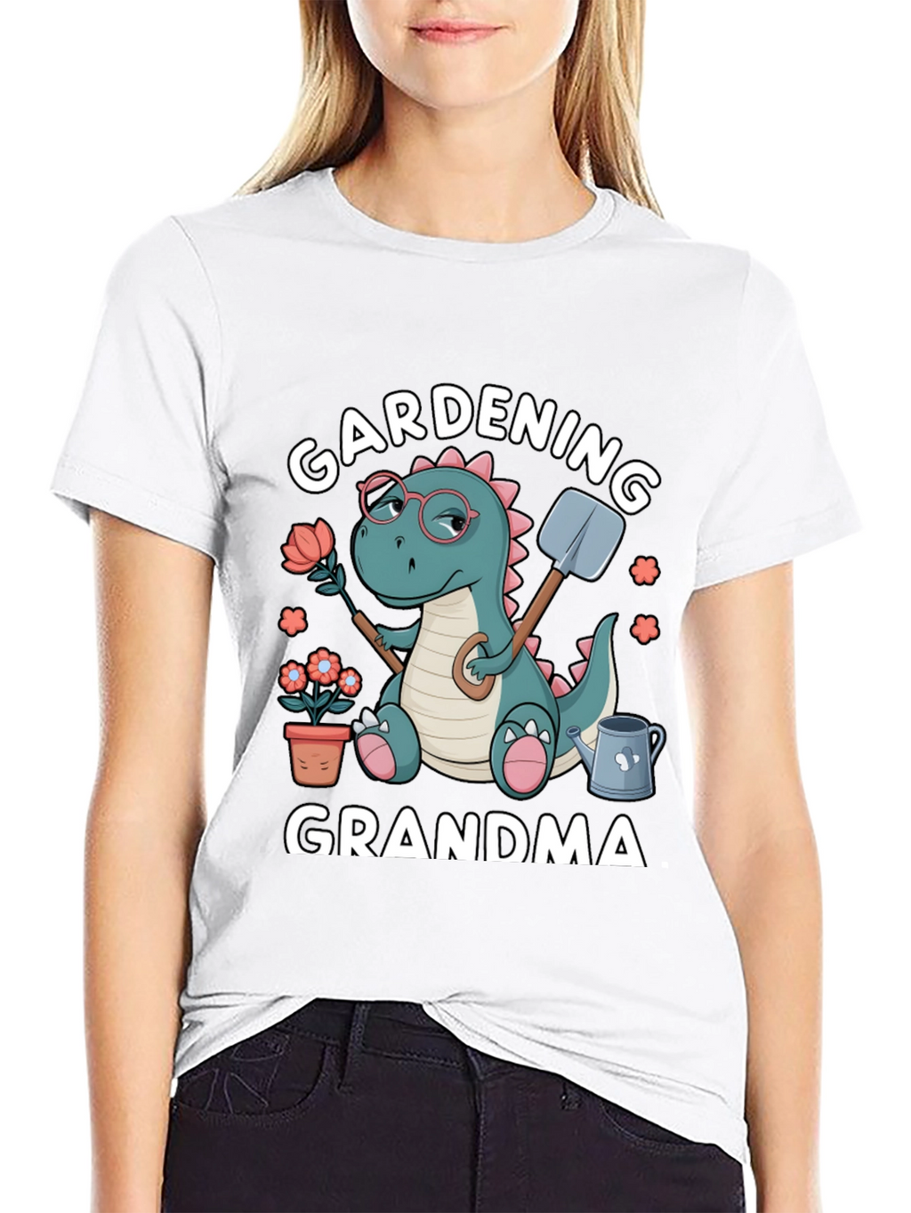 Gardening Grandma T-Shirt - Dinosaur Design