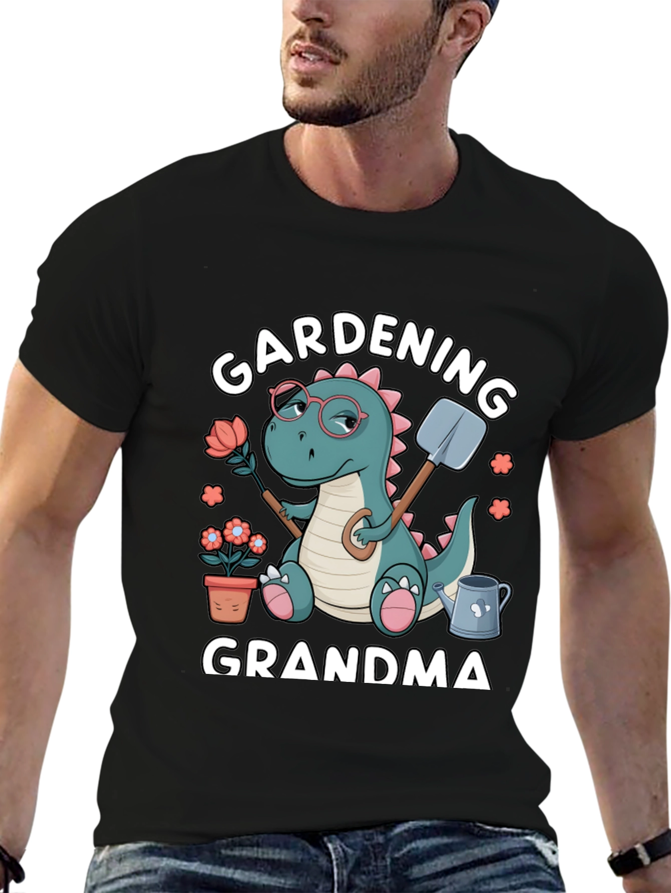 Gardening Grandma T-Shirt - Dinosaur Design