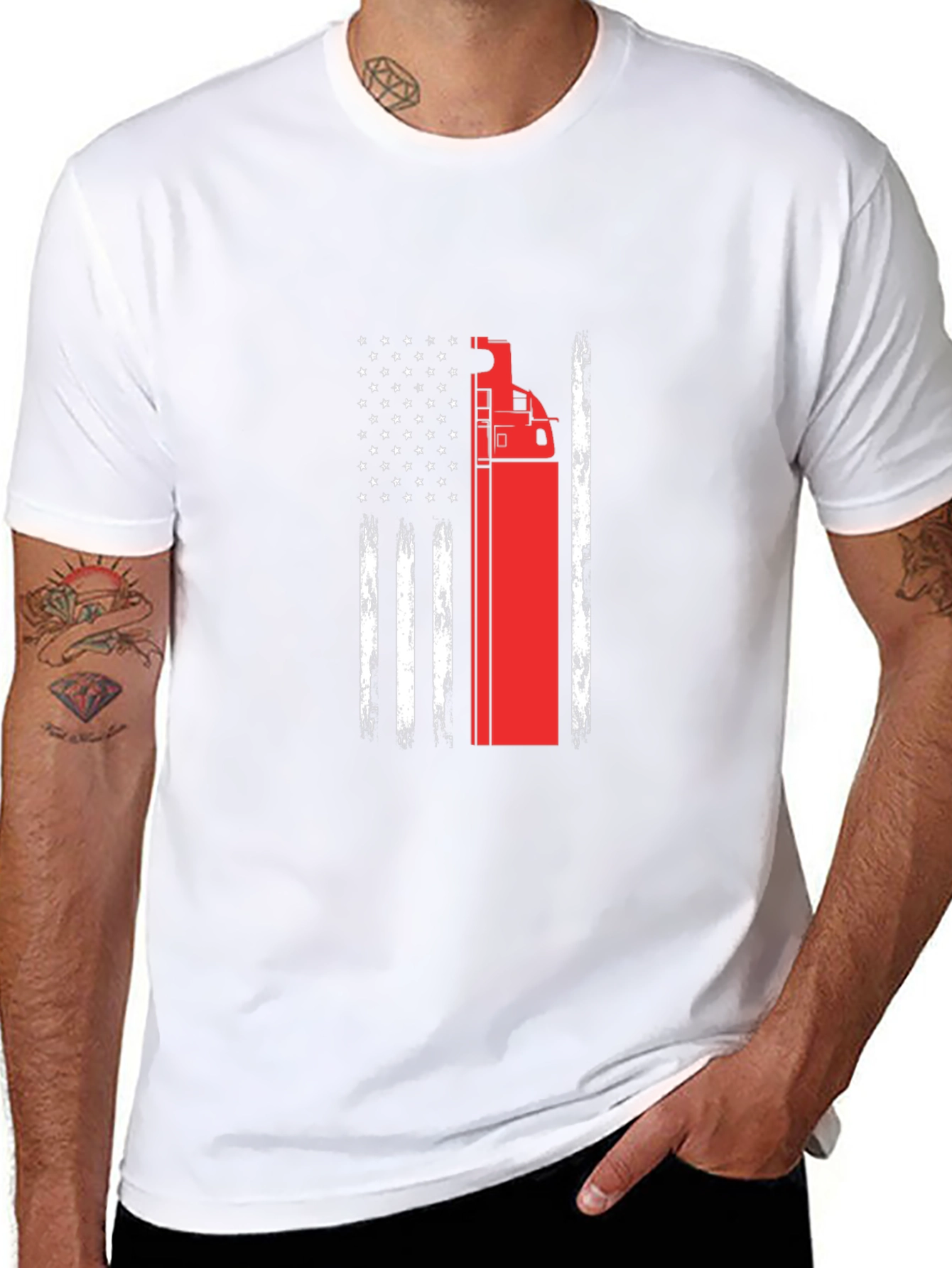 Firetruck American Flag T-Shirt