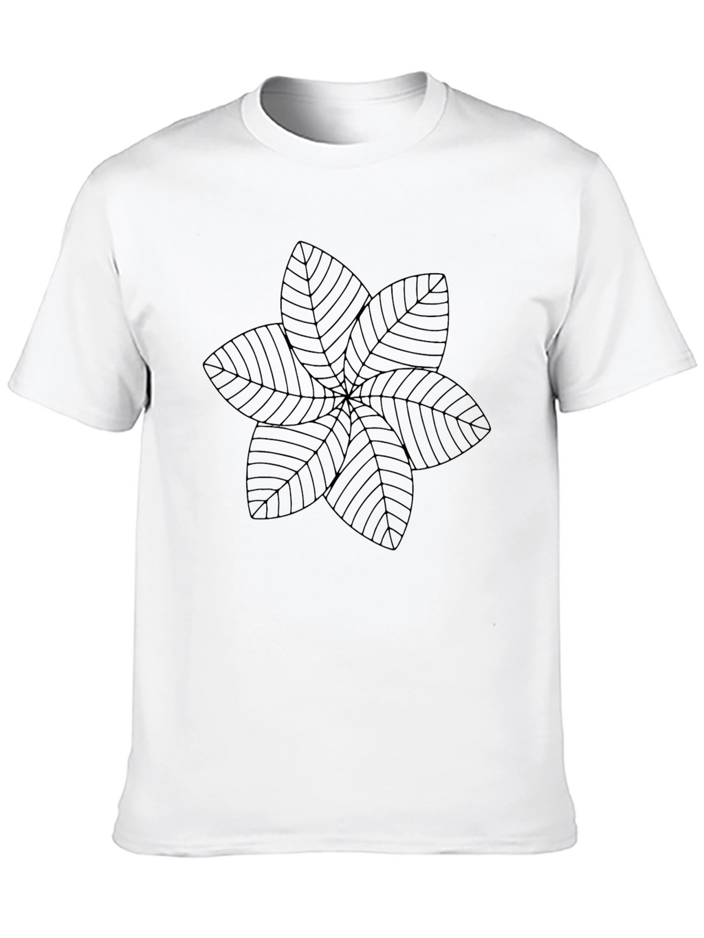 Black Leaf Pattern Tee - Modern Graphic Print