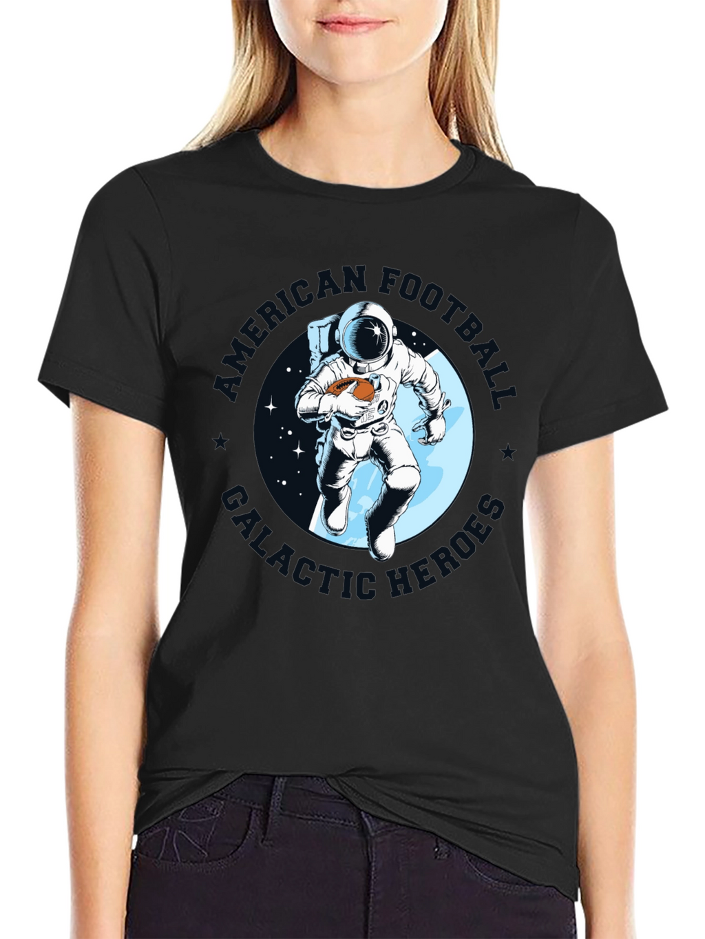 Astronaut Football T-Shirt - Galactic Gridiron