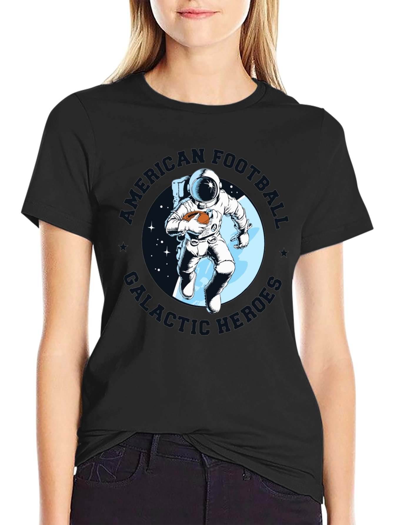 Astronaut Football T-Shirt - Galactic Gridiron
