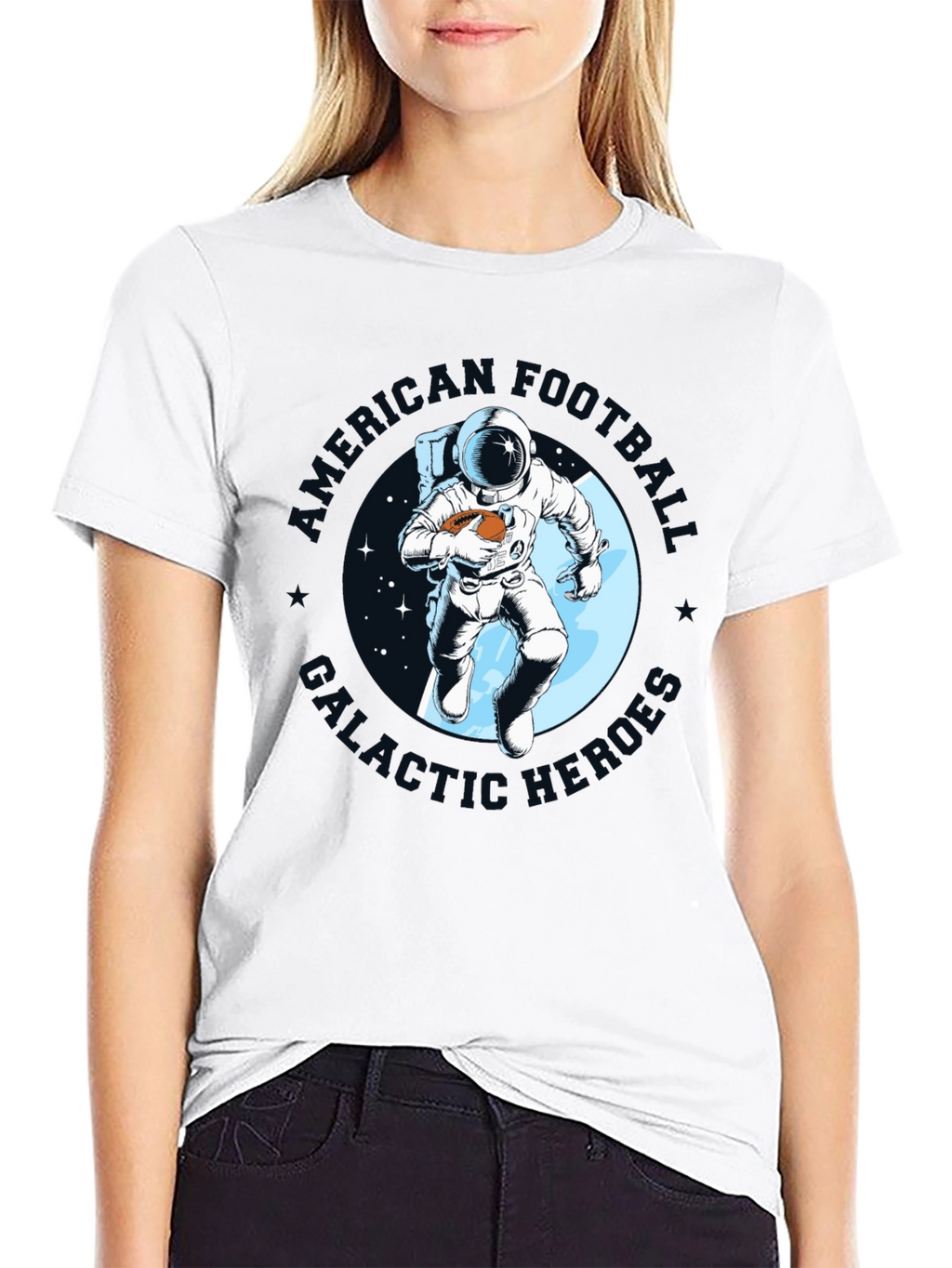 Astronaut Football T-Shirt - Galactic Gridiron
