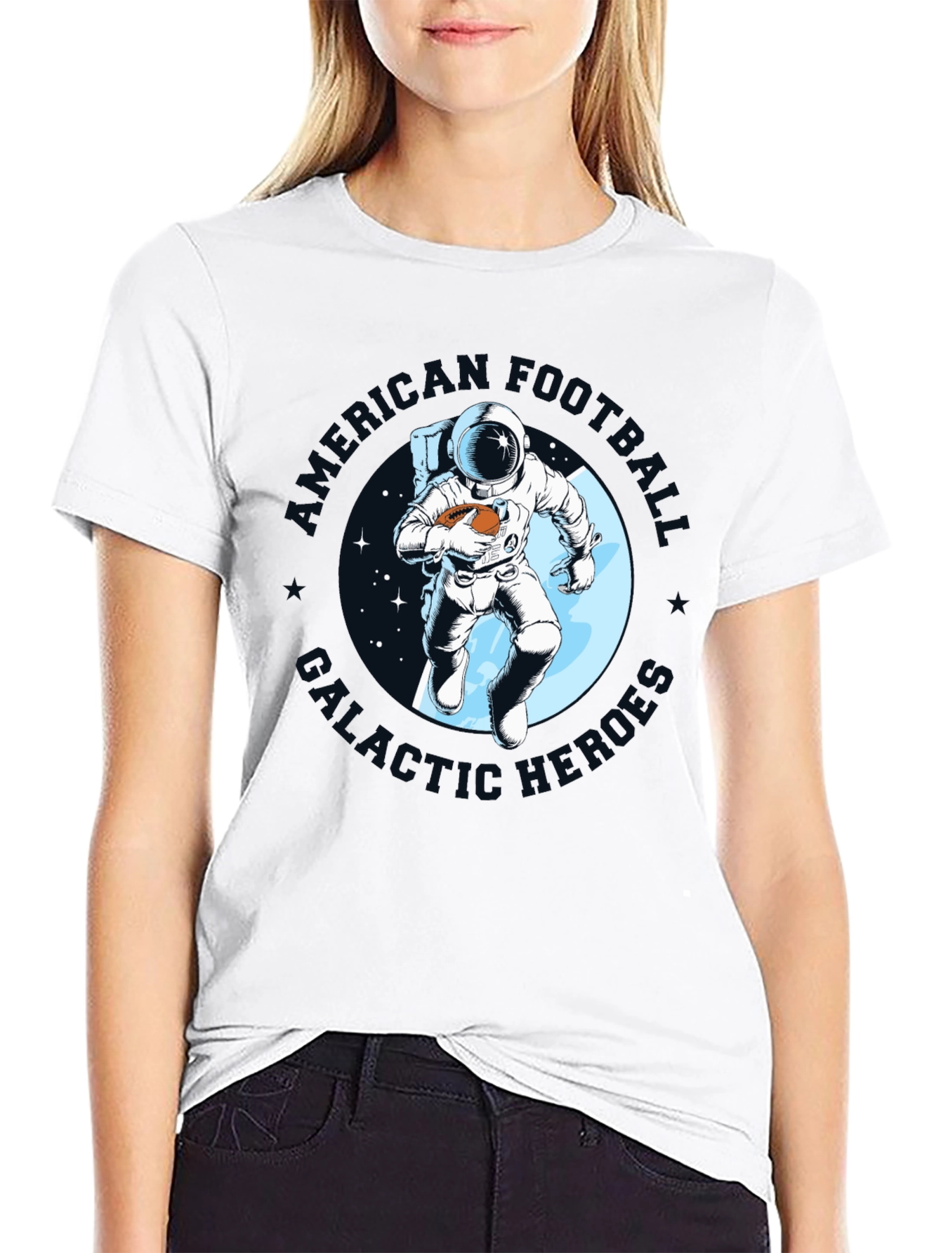 Astronaut Football T-Shirt - Galactic Gridiron