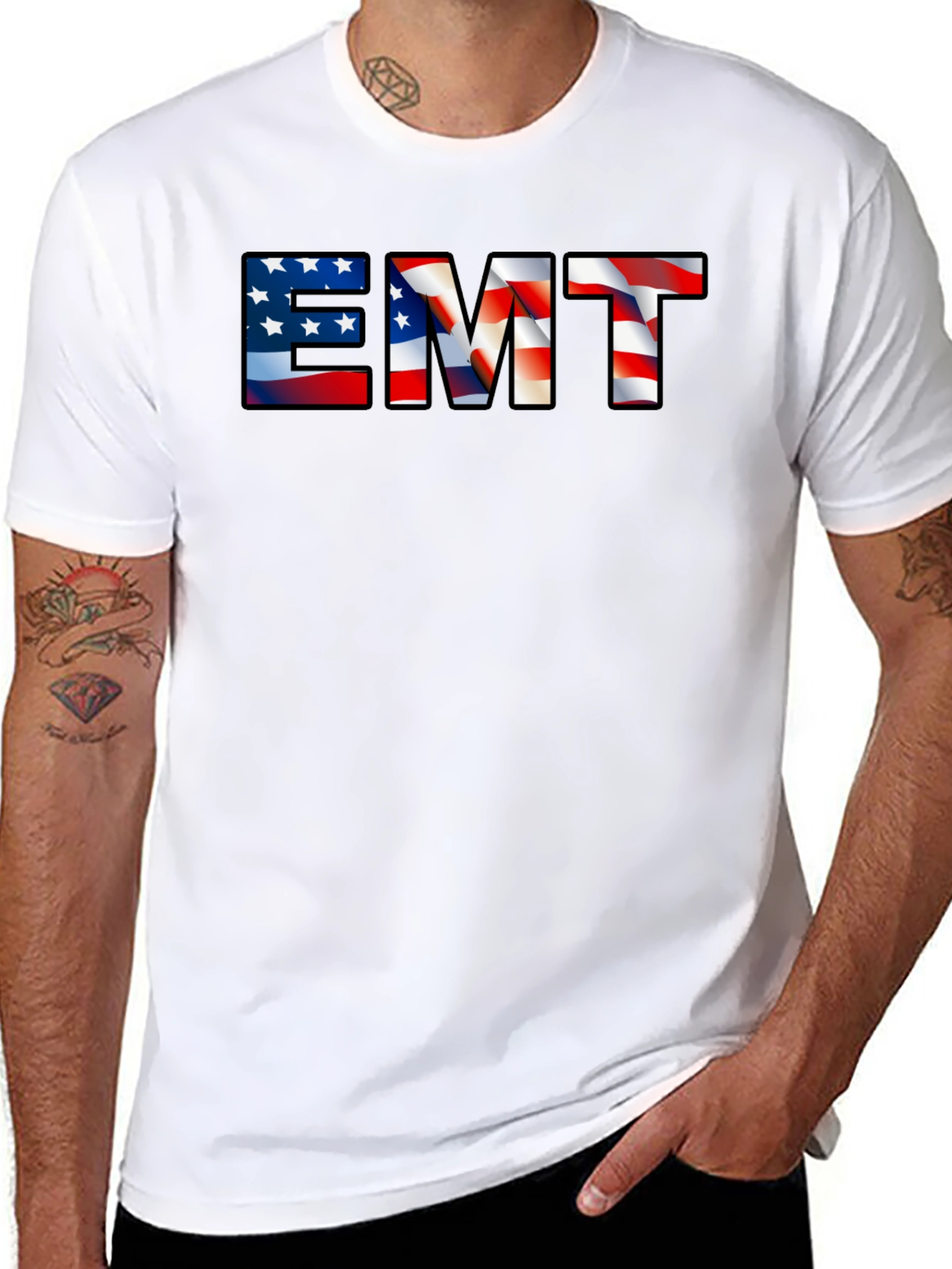 EMT American Flag Graphic T-Shirt - Patriotic Emergency Medical Tech Tee