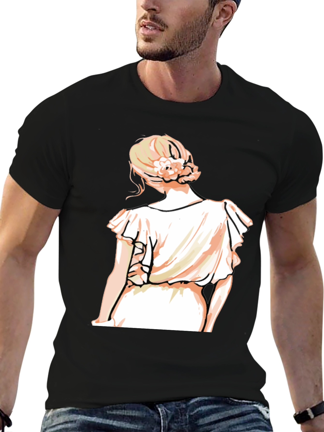 Woman in Dress Graphic Tee - Unique Design
