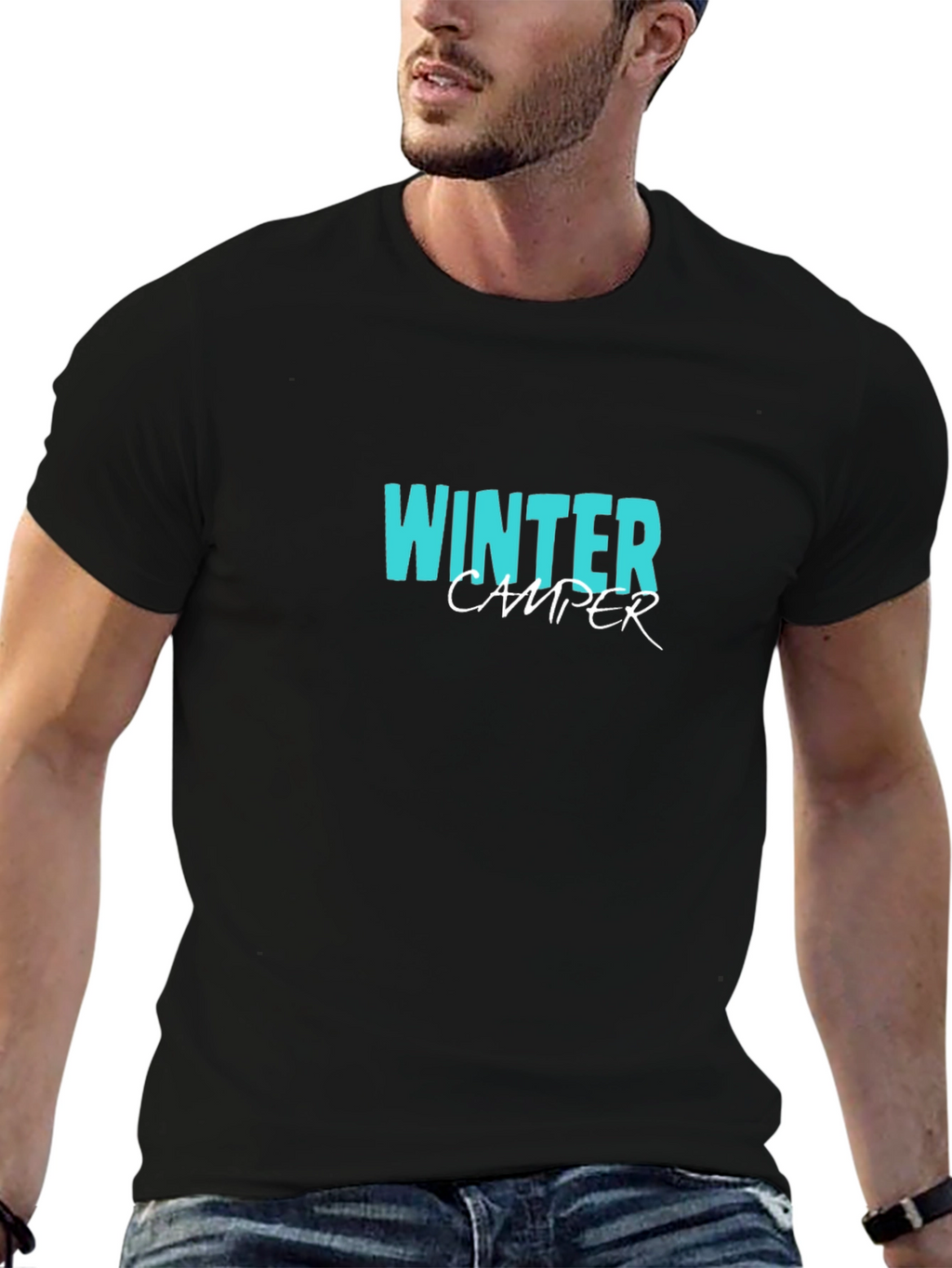 Winter Camper Graphic Tee - Black Cotton T-Shirt