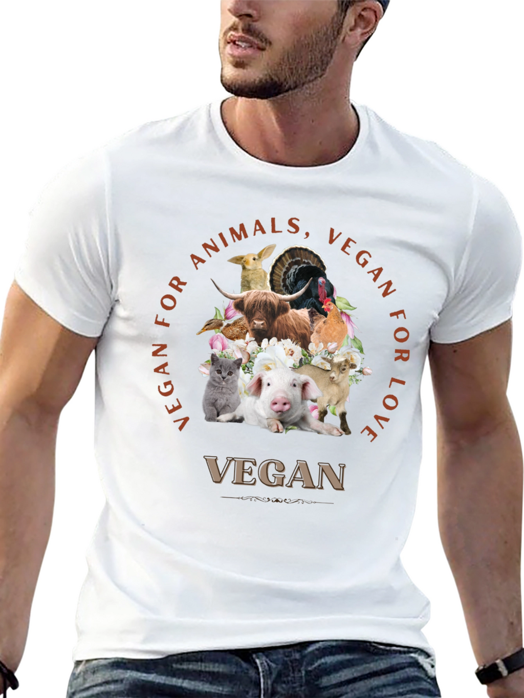 Vegan for Animals Love T-Shirt
