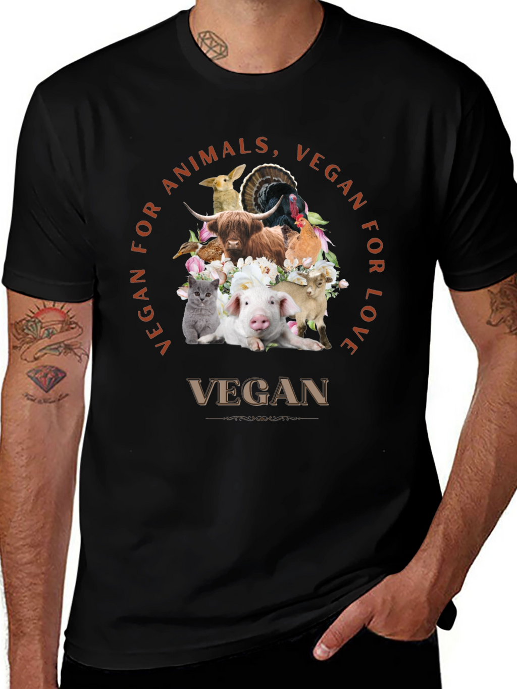 Vegan for Animals Love T-Shirt