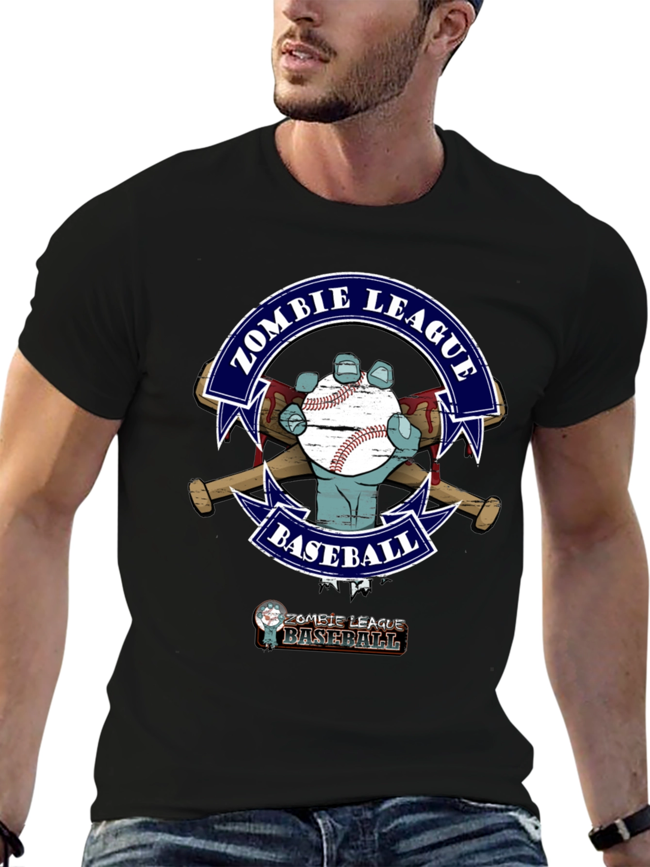 Zombie League Baseball T-Shirt - Unique Design